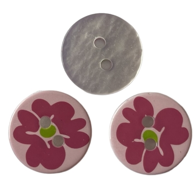 Bottoni di plastica stampati di seta di immaginazione dei fiori variopinti con il foro 2 in 26L per gli accessori dell'indumento