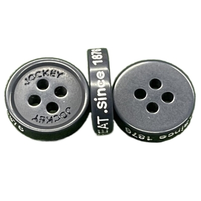 bottoni di coloritura del gesso di Logo Round Plastic Buttons Engraved Front Logo Four Hole Little Rim del lato 0.15g