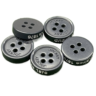 bottoni di coloritura del gesso di Logo Round Plastic Buttons Engraved Front Logo Four Hole Little Rim del lato 0.15g