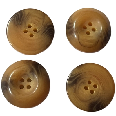 19mm effetto di plastica di Horn di quattro dei fori bottoni di cappotto intorno ai bottoni di plastica di Brown