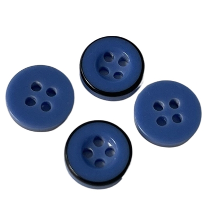 Una resina di plastica di 4 fori abbottona il colore di 11mm Bule con Rim Use For Sewing nero