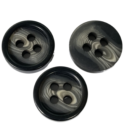 Dull Finished Fake Horn Buttons con l'orlo nero 28mm usa sul rivestimento del cappotto della tuta sportiva